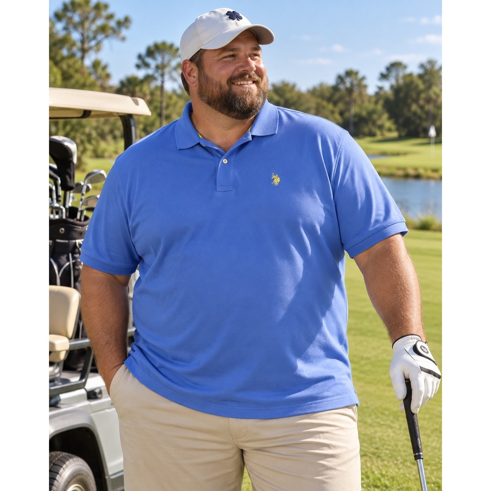 US Polo Assn Mens 3XL Blue Luxury Feel Short Sleeve Cotton Polo Shirt Logo